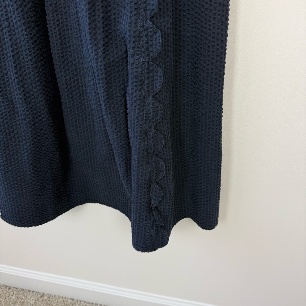Vineyard Vines Seersucker Scalloped Midi Sun Dress Navy Blue - Picture 5 of 6
